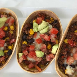 Barqueta de tex mex con NoCarne picada Barqueta de tex mex con NoCarne picada